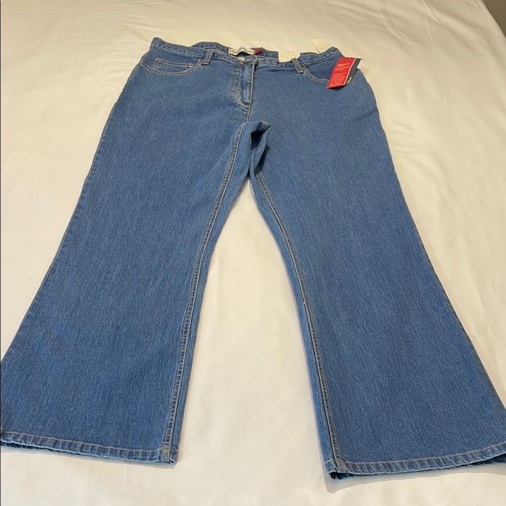 CHRISTOPHER & BANKS SIZE 14P Blue Flare Wide Leg Jeans with Classic Style